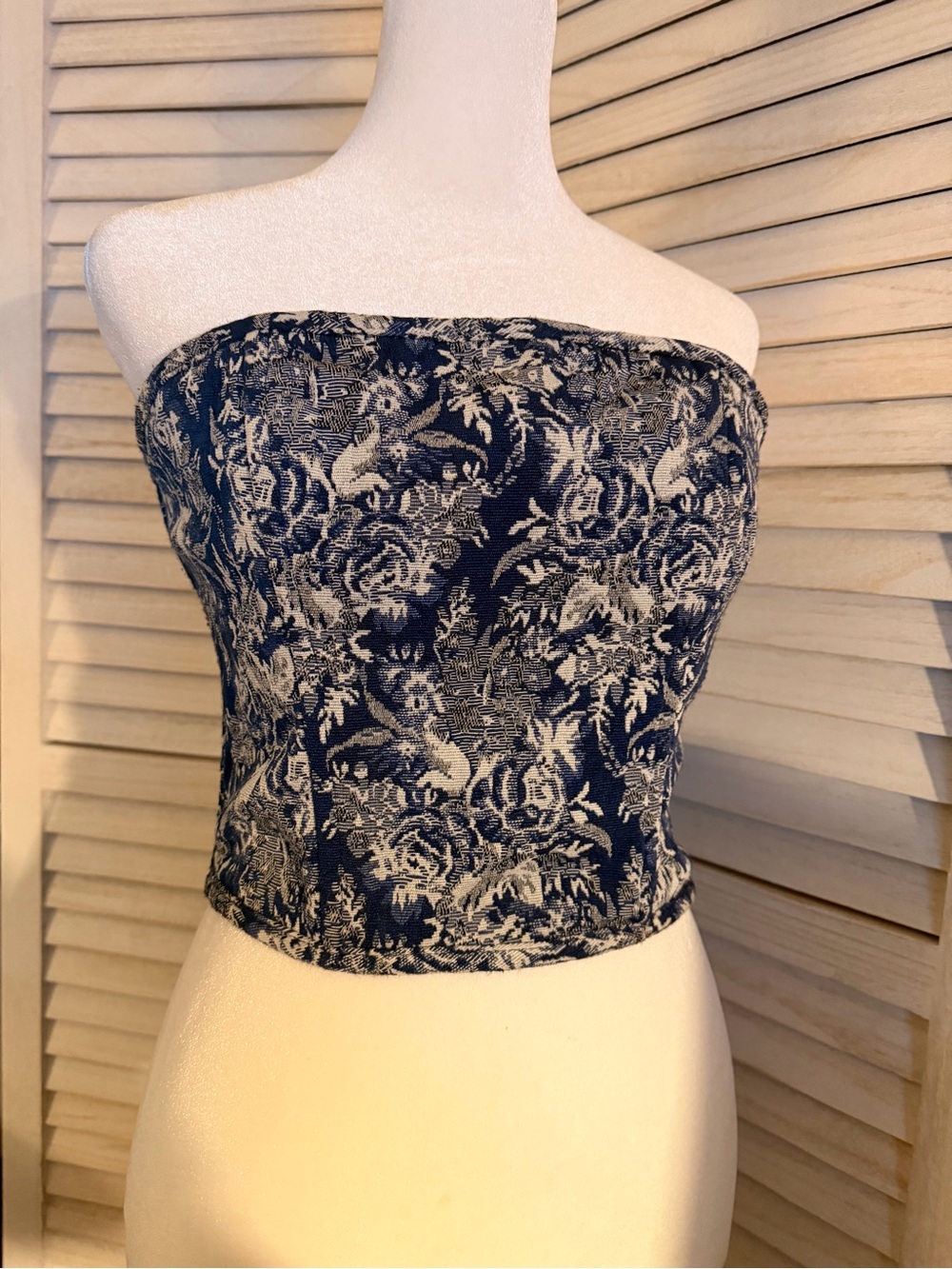 Tic Toc Navy Blue Patterned corset  Top - Navy bridgerton weathering heights